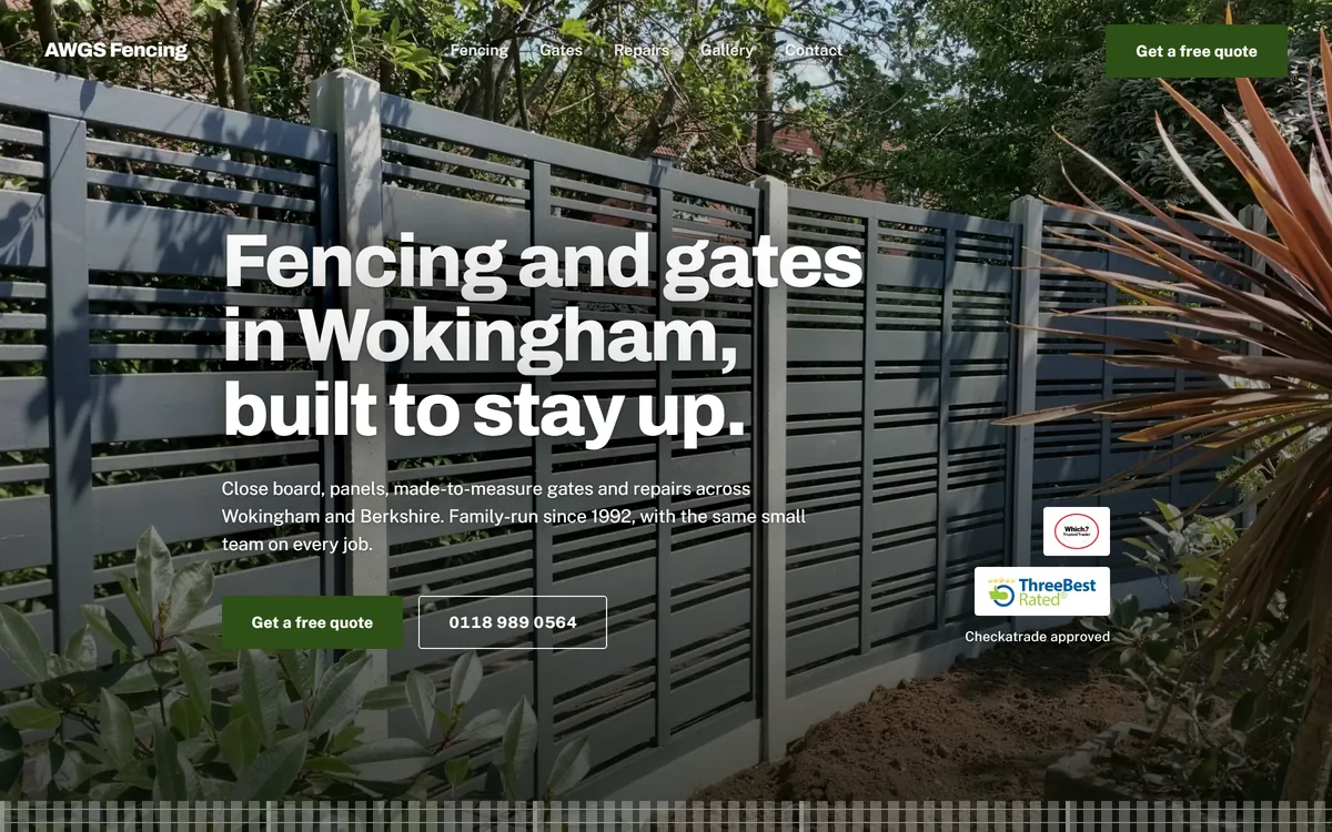 The AWGS Fencing website, built by Pixel Heaven
