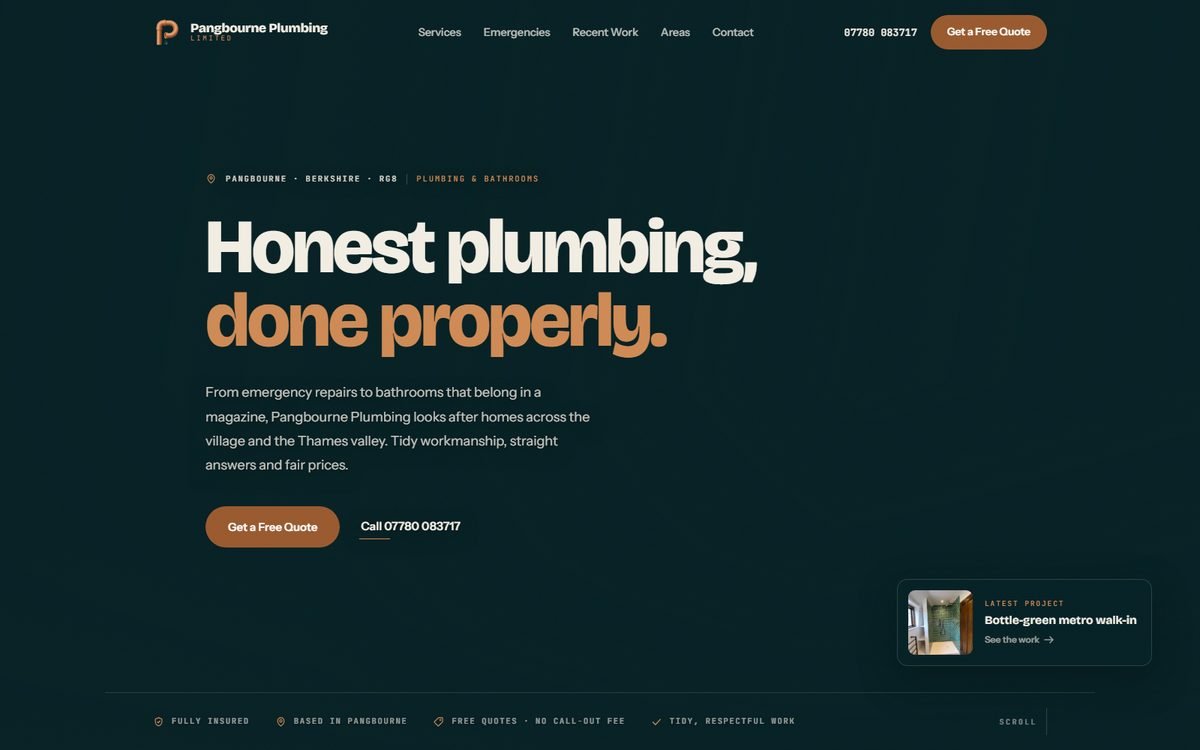 Pangbourne Plumbing live website